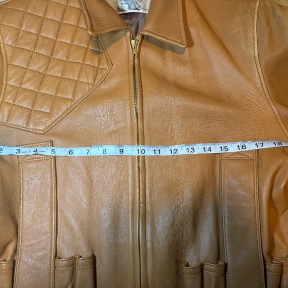 Vintage Genuine Deerskin Leather Coat Custom Made Brown Quilted Western Jacket - Picture 9 of 16